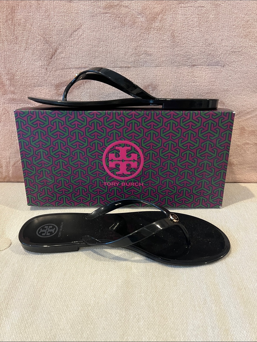 Tory Burch perfect black studded jelly thong sandals